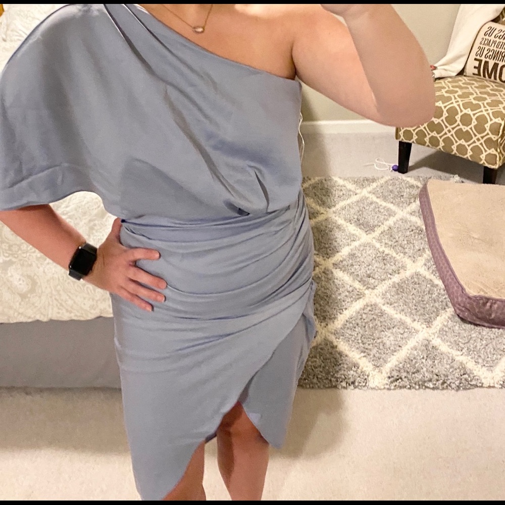 Light blue one shoulder dress